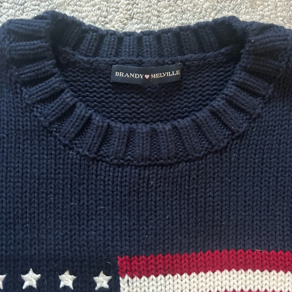 Brandy Melville Navy Sweater with American Flag - Picture 2 of 3